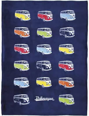 $69.99 • Buy VW Collection - Volkswagen Samba Bus T1 Camper Van Fleece Blanket, Warm, Cozy & 