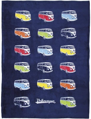$69.99 • Buy VW Collection - Volkswagen Samba Bus T1 Camper Van Fleece Blanket, Warm, Cozy & 