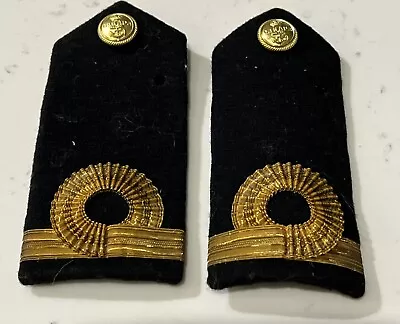 British Royal Naval Sub Lieutenant Rank Shoulder Boards Kings Crown Buttons • $75