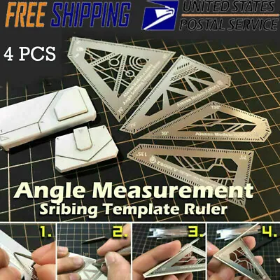 $7.99 • Buy 4 In 1 Angle Measurement Scribing Template Ruler Model Building Tool For Gundam