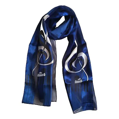 Large Treble Clef Music Notes And Keyboard Royal Blue Polyester Scarf • £5.99