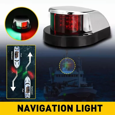LED Marine Boat Yacht Bow Ship Deck Navigation Light Nav Lamp 12V 3W Green +Red • $13.29