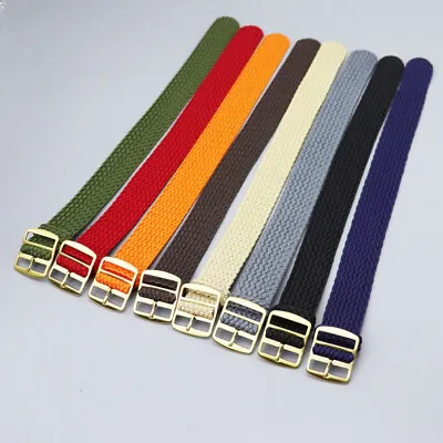 Nylon Canvas Woven Watch Strap Band Military Style Sport One-Piece 18/20/22mm • £12.88