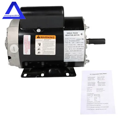 Compressor Duty Electric Motor 3HP 3450RPM 56Frame 1Phase 115-230v CCW 5/8 Shaft • $131.89