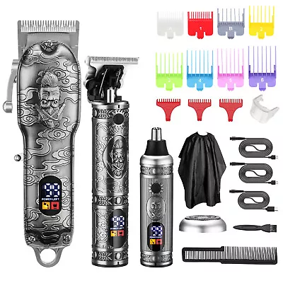 Professional Hair Clippers Barber Hair Cutting Kit Cordless Beard Trimmer S2A0 • $77.39