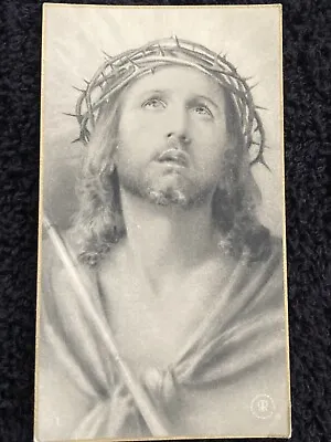 Vintage Catholic Holy Prayer/ Funeral Remembrance Card Of Jesus With Crown • $1.25