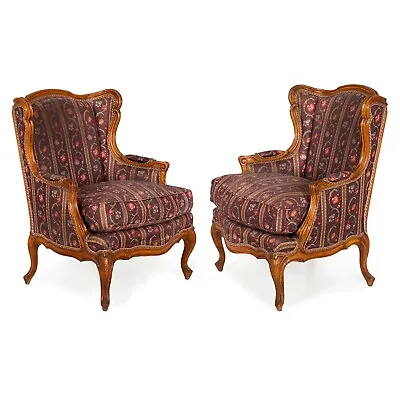 Antique 19th Century Pair Of French Patinated Beechwood Arm Chairs • $1825