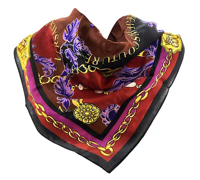 Versace Jeans Couture Multi/Gold Charm Link Baroque Print Silk Scarf • $114.99