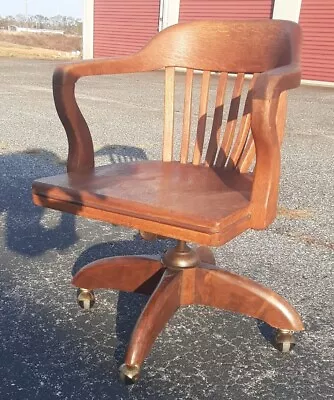 High Point Chair Co Solid Wood Executive Bankers Chair Office Desk Swivel Wheels • $689