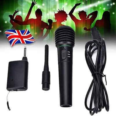 2in1 Pro Microphone Wireless Wired Handheld Cordless Mic For Karaoke Singing DJ • £7.99