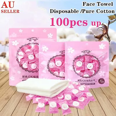 $6.89 • Buy UP 100PCS Disposable Cotton Compressed Washcloth Face Towel Wet Wipe Travel AU