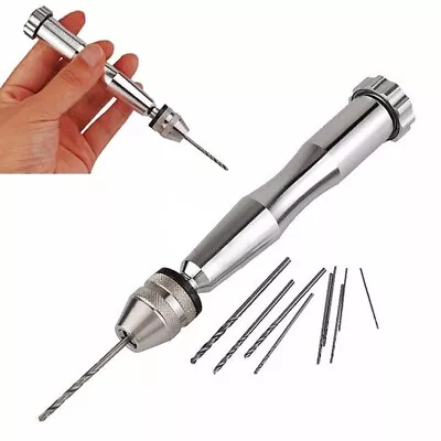 Micro Bits Mini Hand Drill Aluminum Pin Hand Push Chuck Jewelry Watch Clock • $11.18