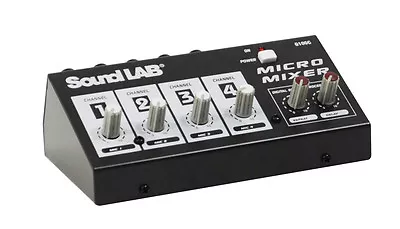 £22.95 • Buy Soundlab Compact Portable 4 Channel Mono DJ Party Microphone Mixer With Effects