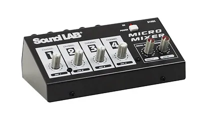 Soundlab Compact Portable 4 Channel Mono DJ Party Microphone Mixer With Effects • £22.95