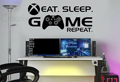 £6.26 • Buy Eat Sleep Game Repeat Wall Stickers Decals XB Gamer Controller Wall Art ESGR1