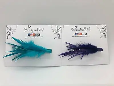 Feather Hairclips Purple Turquoise Craft Embellishment Clip On Accessory  • £2.49