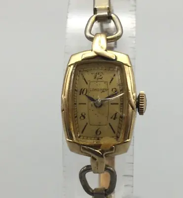 Vintage Longines Watch Women 10k Gold Filled Rectangle Swiss Manual Wind 6.5  • $64.99