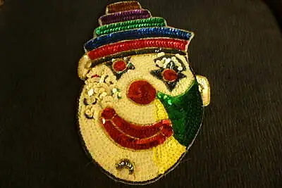 $9.95 • Buy Mardi Gras Clown Sew On Applique Patch With Sequins, 6  Wide By 10  Tall