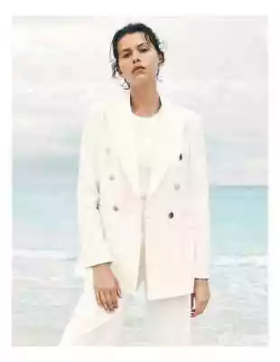 WITCHERY White Double Breasted Twill Blazer Jacket Size 10 BNWT RRP $279.95 • $60