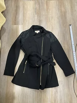 Michael Kors Jacket Mid Belt Quilted Coat Black Women's Large • $32.99