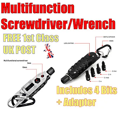 Multi-tool Screwdriver Wrench Bottle Opener LED Multitool EDC. 1st CLASS POST • £9.99