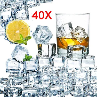 40Pcs Clear Fake Artificial Acrylic Ice Cubes Crystal For Photography Display UK • £5.99