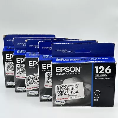 5X Epson 126 Black Ink Cartridge High-Capacity (T126120) EXP: 8/2024 & 11/2023 • $49.99