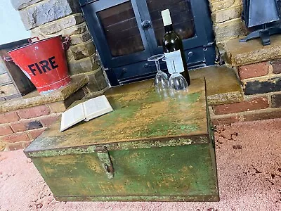 Old Antique Pine Chest Vintage Wooden Storage Trunk Blanket Box Coffee Table. • £124.99