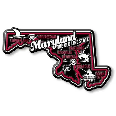 Maryland The Old Line State Premium Map Fridge Magnet • $5.99