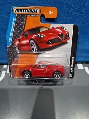 Matchbox Alfa Romeo 4C Red Body In USA BP Toy Model Italian Sports Car 65mm B • £6.99