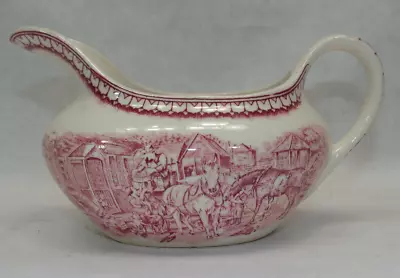 Vintage CURRIER & IVES PINK Gravy Bowl Homer Laughlin See Pictures Pitcher • $8.19