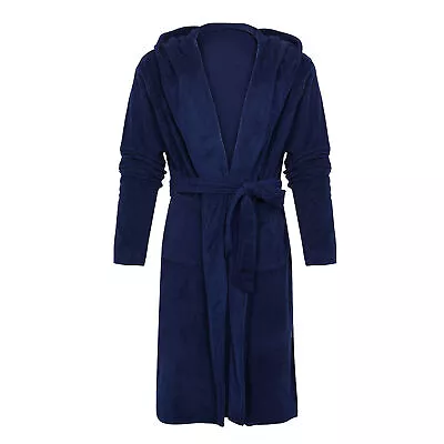 Men Nightgown Solid Color Anti-freeze Fall Winter Fleece Warm Long Robe Pajamas • $20.60