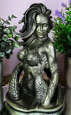 Seductive Siren Of The Seas Mermaid Warrior Goddess In Fishnets Top Figurine • $40.99