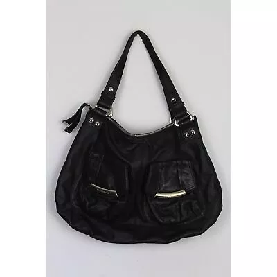 B Makowsky Black Leather Purse Hobo Shoulder Equestrian Bag Large Tote • $50