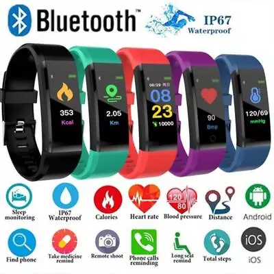 Bluetooth Smart Fitness Bracelet Fitbit Style Heart Rate Monitor Watch Wristband • $13.99