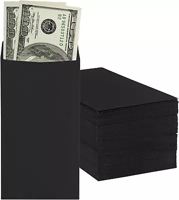 50 PACK Money Small Envelopes For Cash 6.5  X 3.5  Cash Money Saving Black NEW • $9.79