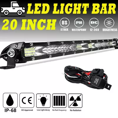 $15.76 • Buy 20  Inch Slim LED Work Light Bar Spot Flood Combo SUV ATV Offroad Truck For Jeep