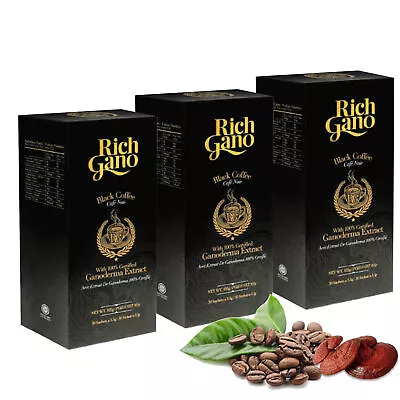 3 Boxes Rich Gano Gold Gourmet Premium Black Coffee Reishi Ganoderma Mushroom • $57