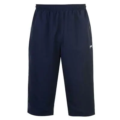 Mens Navy Slazenger 3/4 Three Quarter Length Tracksuit Bottoms Pants Shorts • $28.95