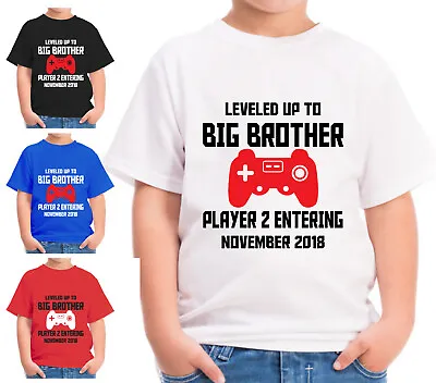 £8.99 • Buy Personalised Big Brother T-Shirt Leveled Up Gamer Tshirt Childrens Kids Top Gift