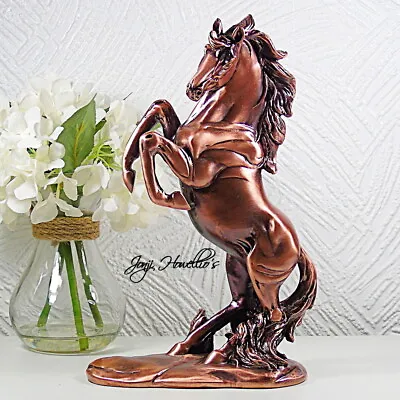 £29.50 • Buy Horse Rearing Sculpture Ornament Copper Figurine Home Art Decor Horses Gift 28cm