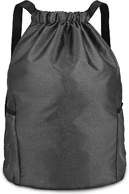 Dacitiery Drawstring Gym Bag Gym Sack Drawstring Backpack Unisex PE Bags With • £9.05