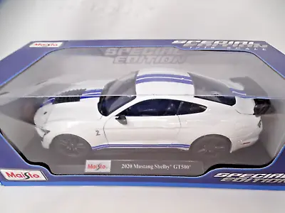 Maisto 2020 Ford Mustang Shelby GT500 1:18 Special Edition White W/ Blue Stripes • $39.99