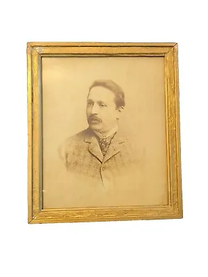 Antique Photograph Gentleman With Mustache Suit 1890-1910 Edwardian Framed • $19.90