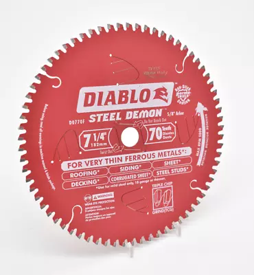 Diablo D0770F 7-1/4  X 70T X 5/8 Diablo Steel Demon Ferrous Cutting Saw Blade • $28.35