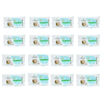 Natura Baby Wipes Sensitive Newborn Biodegradable Unscented 60 Wipes X 8 • £10.46