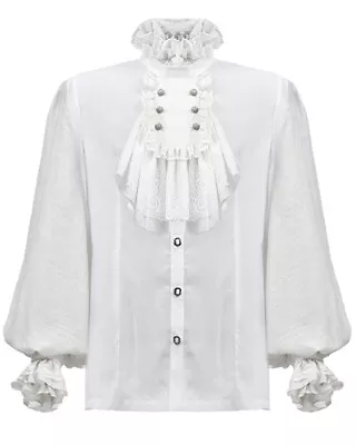 Punk Rave Mens Shirt Top White Gothic Steampunk Wedding Regency Aristocrat • £64.99