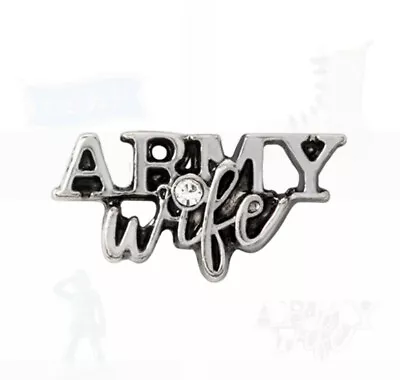 Origami Owl SILVER “ARMY WIFE” TEXT W/CRYSTAL Floating Enamel MILITARY Charm • $4.99