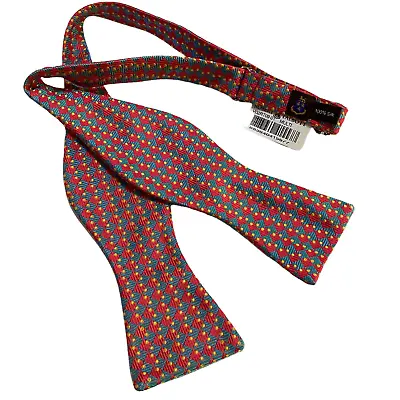 ROBERT TALBOTT Men's 100% Silk Bowtie USA Designer Geometric Pink/Blue $95.00 • $55.99