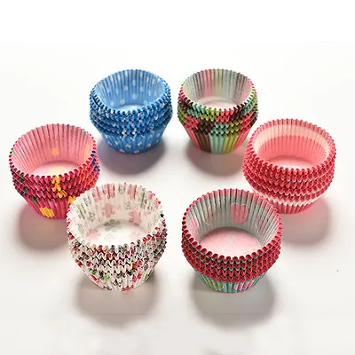 100Pcs Paper Cake Cup Liners Baking Cupcake Muffin Cases Wedding Xmas Party ~FM • $3.07